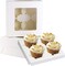 20-Pc White 6-Cupcake Boxes – PVC Window, Inserts, Auto-Popup, 9x6x3in